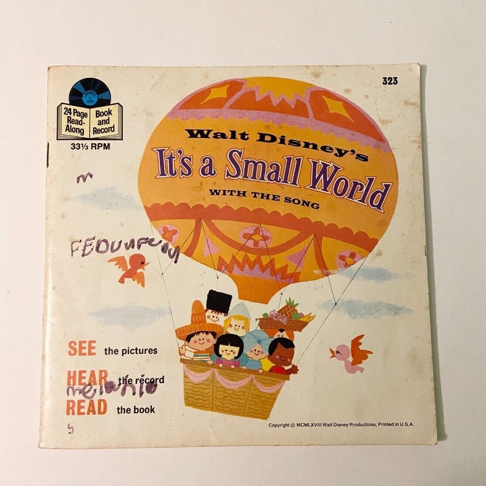 Vintage 1968 Disneys Its a Small World With the Songs 7 Inch Record and Book